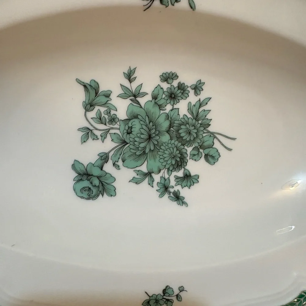Vintage Rosenthal Green and Cream Floral relish dish bowl
